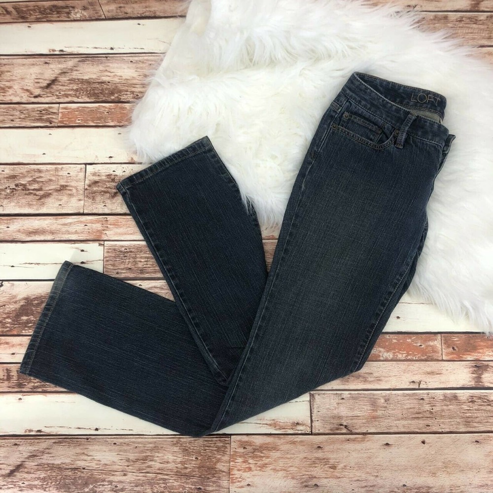 Ann Taylor LOFT Women's Curvy Boot Jeans Size 2 Stretch Mid Rise Medium Wash Zip